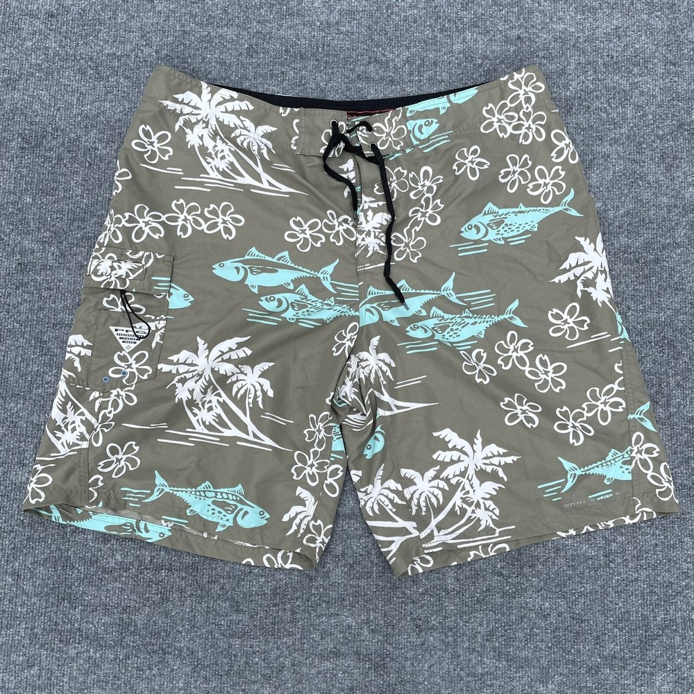 Columbia Shorts Mens 40 PFG Fish Print Responsibly Hybrid Board Swim 11 Inseam